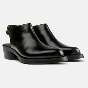 Camper Bonnie Black Leather Open Heel Bootie Women’s 37 (US 6.5)
